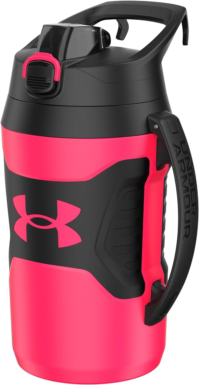 Under Armour Sports Water Jug, 64oz Insulated Water Bottle w/Handle, Half Gallon, Fence Hook, Leak Resistant, Baseball, Football & More