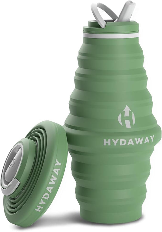 HYDAWAY Collapsible Water Bottle - 25oz I Reusable Water Bottle with Flip Top Lid for Travel, Hiking, Backpacking I Portable & Leakproof, Food-Grade Silicone, BPA Free, Collapses to 1.5”