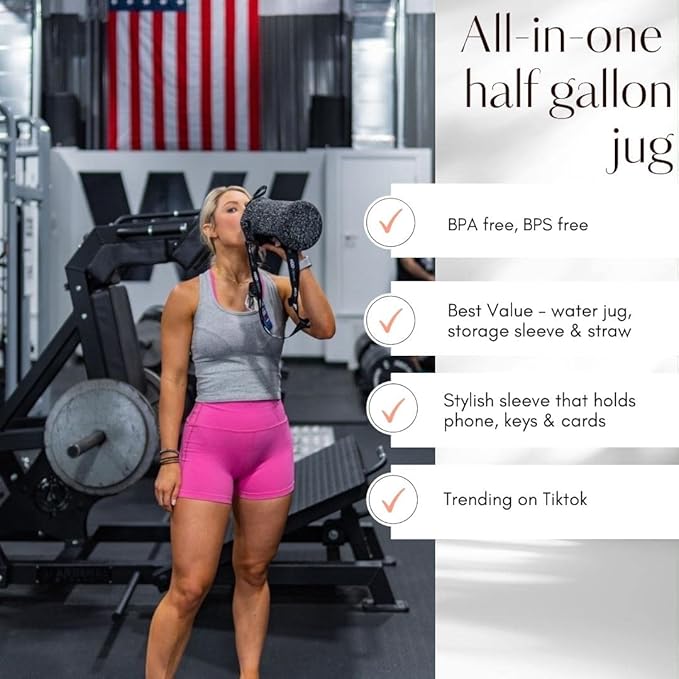 H2O Capsule 2.2L Half Gallon Water Bottle with Storage Sleeve and Covered Straw Lid – BPA Free Large Reusable Drink Container with Handle - Big Sports Jug, 2.2 Liter (74 Ounce)