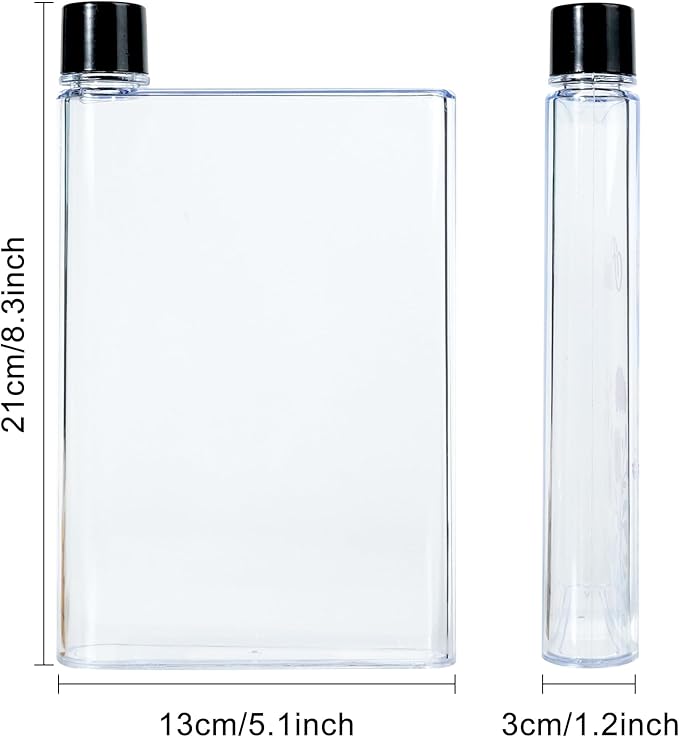 Flat Water Bottle For Travel,14oz Slim Water Bottle,Transparent Slim Water Bottle 420ml-BPA Free&Portable-Square Water Bottle Flat for Sports,Fitness,Camping,Hiking