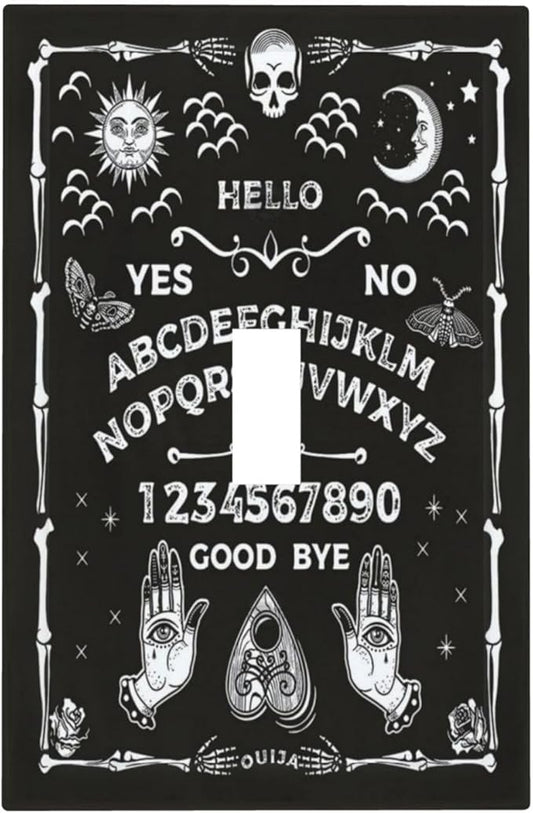 Black Witchy Skeleton Skull Gothic Sun Moon 1 Gang Novelty Light Switch Covers Decorative Unique Single Toggle Wall Plate Switchcover Electrical Switchplate for Bathroom Bedroom Decor