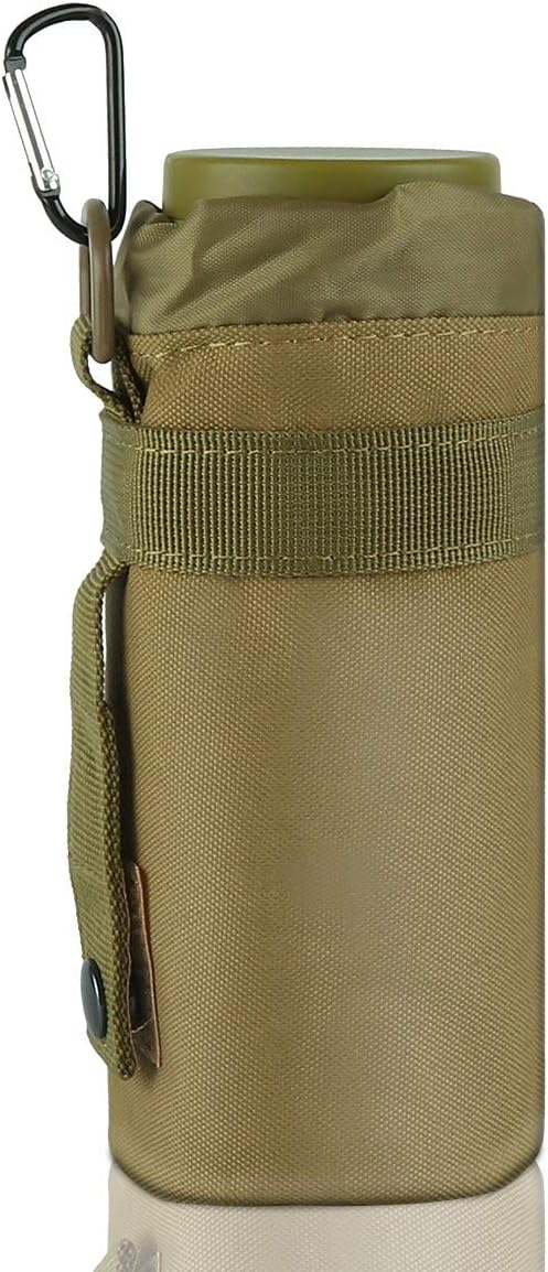 IronSeals Adjustable Tactical Water Bottle Pouch Foldable MOLLE Water Bottle Holder Drawstring Open Top Travel Water Bottle Bag