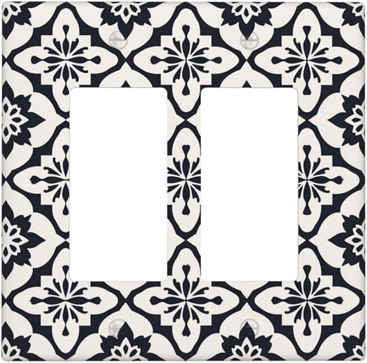 Black And White Funny Plastic Wall Plate Decorative Double Rocker Light Switch Cover For Women Girls Bedroom Kitchen Living Room