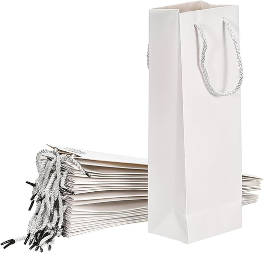 uxcell Wine Bags, 12pcs White 5 x 4 x 14 In Wine Gift Bags with Rope Handles Paper Wine Tote Bag for Wedding Birthday Christmas Party Supplies