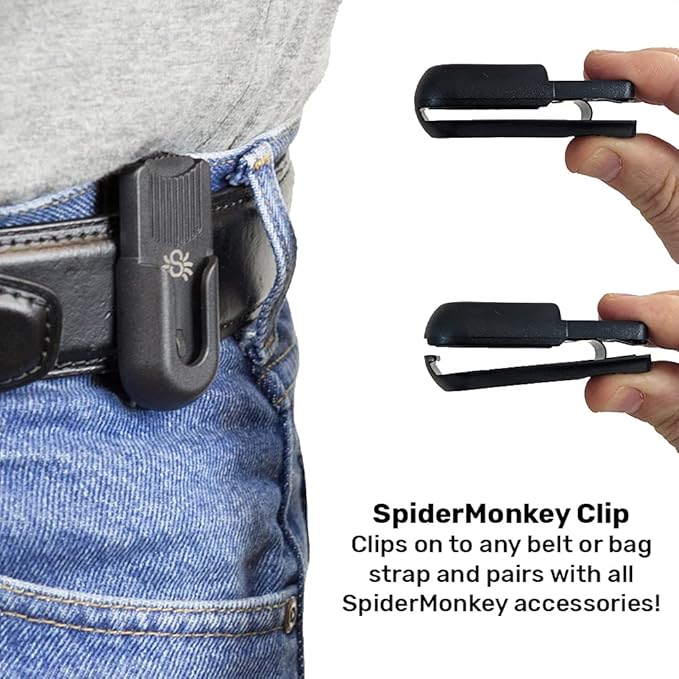 Spider Holster - SpiderMonkey Water Bottle Holder - Self Locking Belt Accessory Clip with Neoprene Drink Holster!
