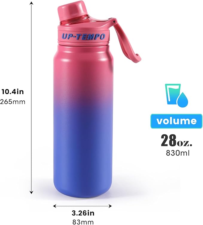 28oz Sports Water Bottle with Straw, Stainless Steel Vacuum Insulated Cooling Water Bottle, Leak Proof Metal Water Bottle, Double Insulated, Suitable for Sports, Gym and Travel (Rose & Blue)
