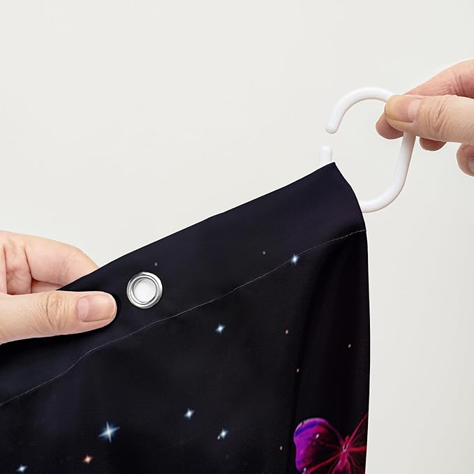 AILONEN Butterfly Shower Curtain Bathroom 60" W*72" H Sparkly Colourful Butterfly Curtain Cloth Fabric Bathroom for Girls Kids,Deep Color Shower Curtain Set