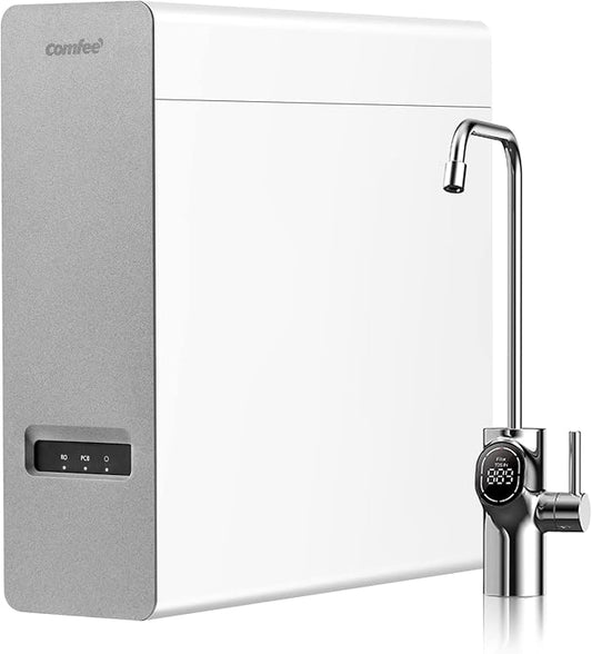 COMFEE' Reverse Osmosis System, 800 GPD, 2:1 Pure to Drain, Tankless RO System, Under Sink Water Filter System, Smart LED Faucet, TDS Reduction, Automatic Flushing, USA Tech Support