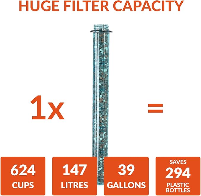 Invigorated Water Alkaline Water Filter Bottle With Carry Case - Enhanced Hydration - Integrated Water Filtration System - Portable Alkaline Water Bottle - PH Water Bottle Alkaline - 25oz-750ml (Aqua)