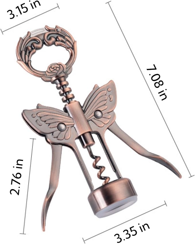 Wine Opener, 3 in 1 Zinc Alloy Premium Wing Corkscrew Wine Bottle Opener with Multifunctional Bottles Opener and Serrated Foil Cutter for Wine and Beer (Bronze)