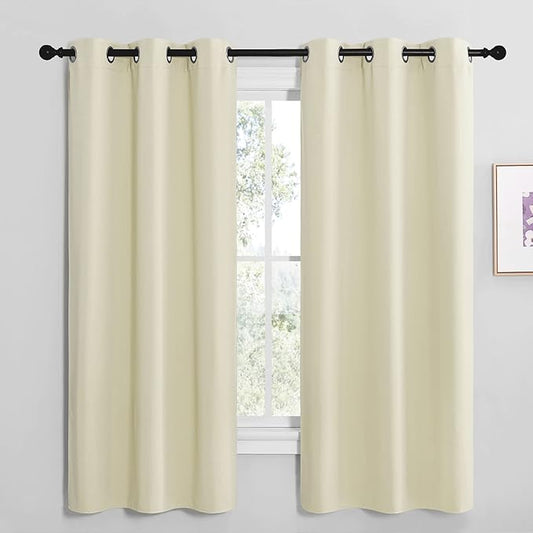 NICETOWN Kitchen Curtains for Decoration, Thermal Insulated Grommet Room Darkening Draperies/Panels for Laundry (Beige, 2 Panels, W42 x L68 inches)