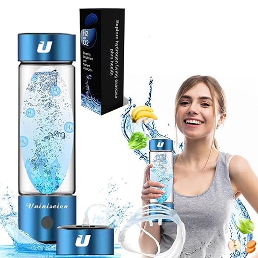 Hydrogen Water Bottle 2024, Hydrogen Water Generator with SPE PEM Technology Water Ion, Hydrogen Dispenser Improves Water Drinking in 3 Minutes with Self-Cleaning,Colorful LED,USB-C Charging(Blue)