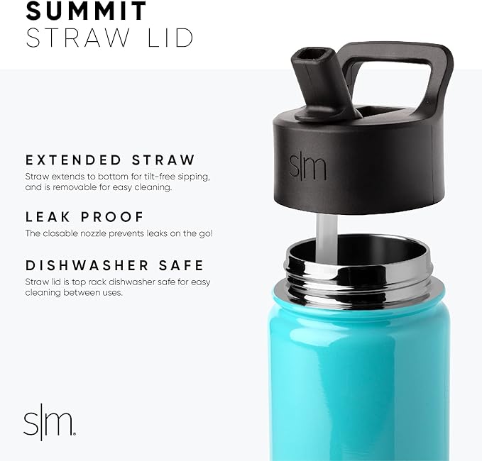 Simple Modern Insulated Straw Lid - Fits All Summit and Hydro Flask Wide Mouth Water Bottle Sizes - Insulated Splash Proof Cap for 10-128 oz - Almond Birch