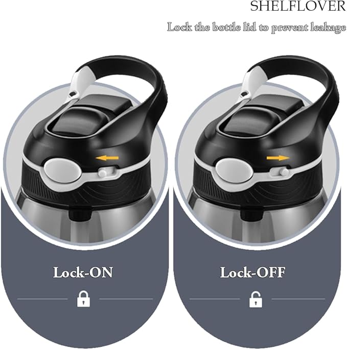 SHELFLOVER Black Water Bottle With Narrow Straw, BPA FREE Clear Bottles With Handle One Hand Use Easy Carried, Flip Up, Suit School, Office, Gym, Office, 24oz (750ml), SLWB24OZP