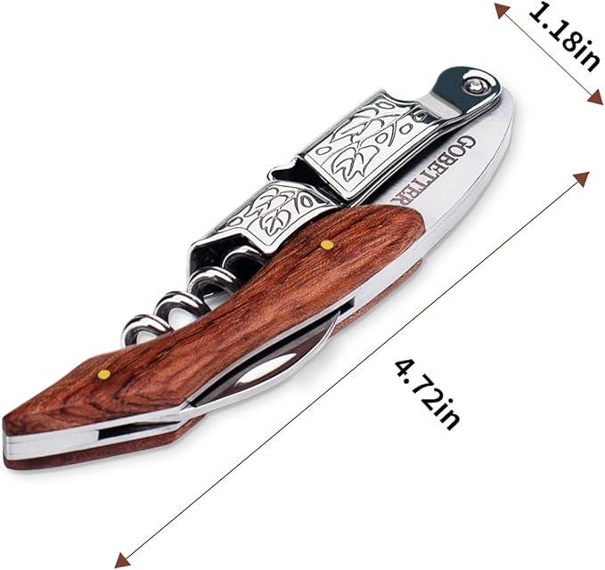 GOBETTER Wine Opener, Professional Corkscrews for Wine Bottles Cap Remover, Manual Wine Key for Home Use, Servers, Waiters Bartenders and Wine Lovers, Classic Rosewood