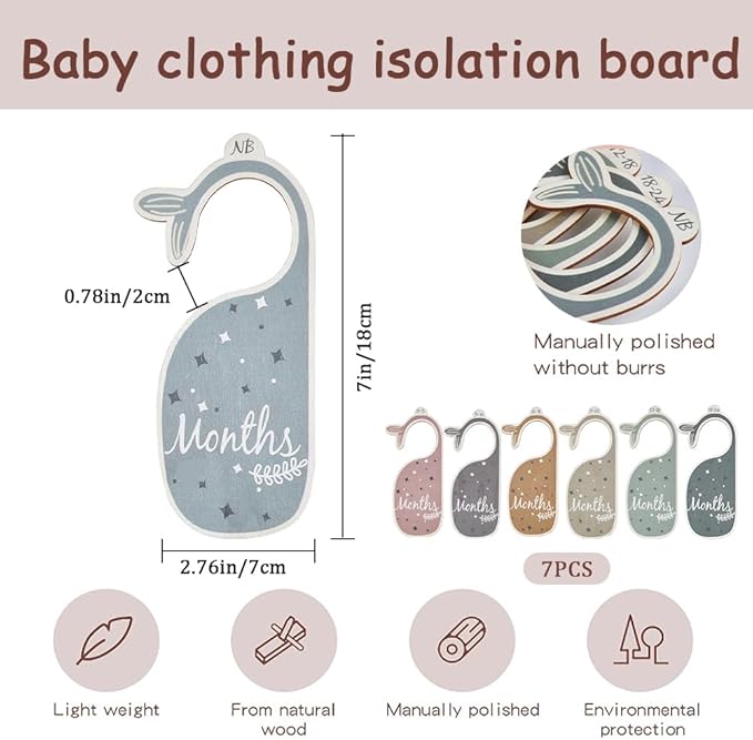 CRASPIRE 8Pcs Wooden Baby Wardrobe Dividers Whale Nursery Decor from Newborn to 24 Month Hanger Seperaters Baby Closet Organizers Nursery Infant Wardrobe Hangers Divider for Newborn Shower