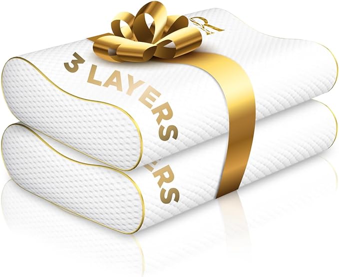 Memory Foam Pillow, 2-Pack King Cervical Pillow for Neck Pain, Contour Pillow, Pillow for Neck and Shoulder Pain, Neck Pain Pillow, Side Sleeper Pillow for Shoulder Pain, Side Sleeping Pillow