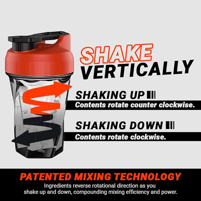 HELIMIX 1.5 Vortex Blender Shaker Bottle Holds Upto 20oz | No Blending Ball or Whisk | USA Made | Portable Pre Workout Whey Protein Drink Shaker Cup | Mixes Cocktails Smoothies Shakes | Top Rack Safe