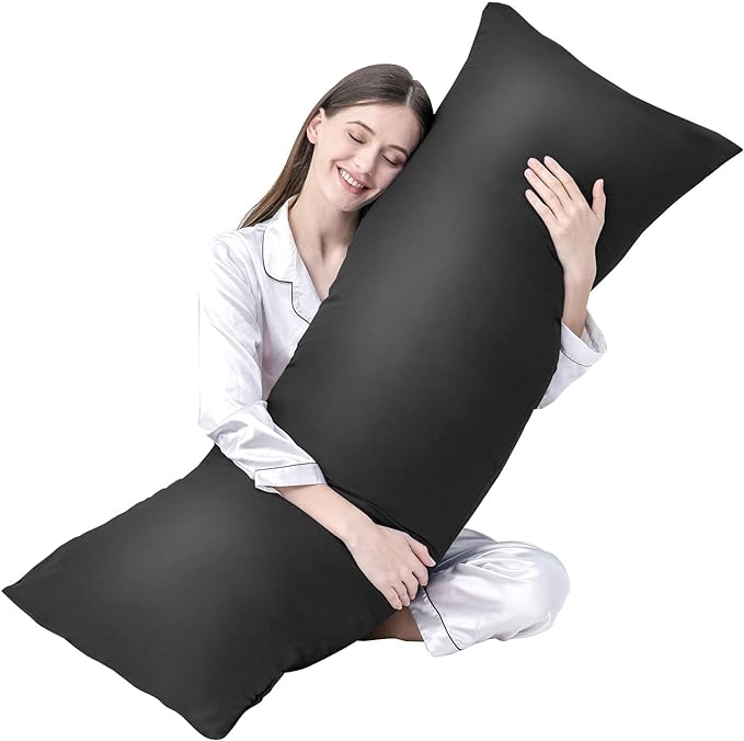 DOWNCOOL Large Body Pillow Insert- Breathable Full Body Pillow for Side Sleeper - Soft Long Bed Pillow for Adults - 20 x 54 inch （Black）