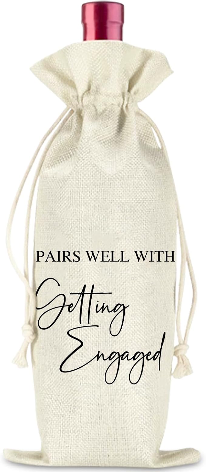 comfit Wedding Wine Bag Engagement Gifts for New Couples,Bridal Shower Wine Gift Bag Mr and Mrs Marriage Wedding Gifts,Wine Champagne Gift Bag With Drawstring, Getting Engaged