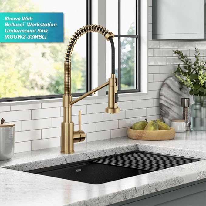 KRAUS Bolden 2-in-1 Commercial Style Pull-Down Single Handle Water Filter Kitchen Faucet for Reverse Osmosis or Water Filtration System in Brushed Brass, KFF-1610BB