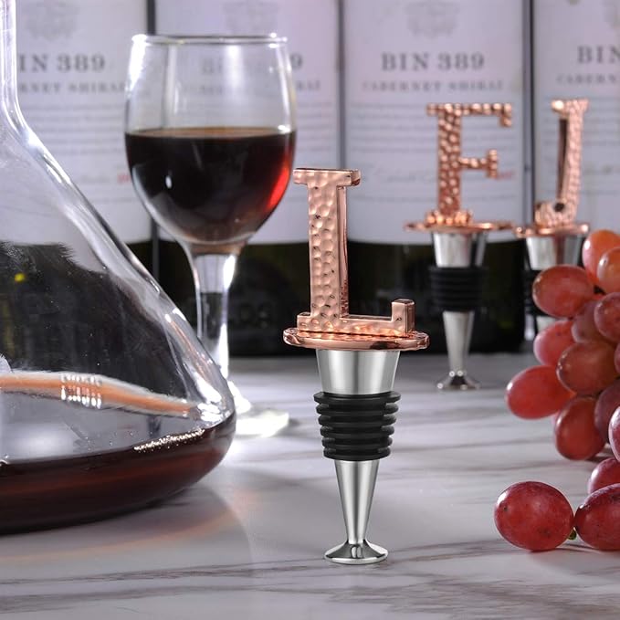 Miicol Wine Bottle Stopper, Prosecco Stopper, Rose Gold Wine Stopper, Personalised Champagne Stopper, Initial Wine Stopper, Funny Prosecco Gift, Wine Lovers Gift, Letter L
