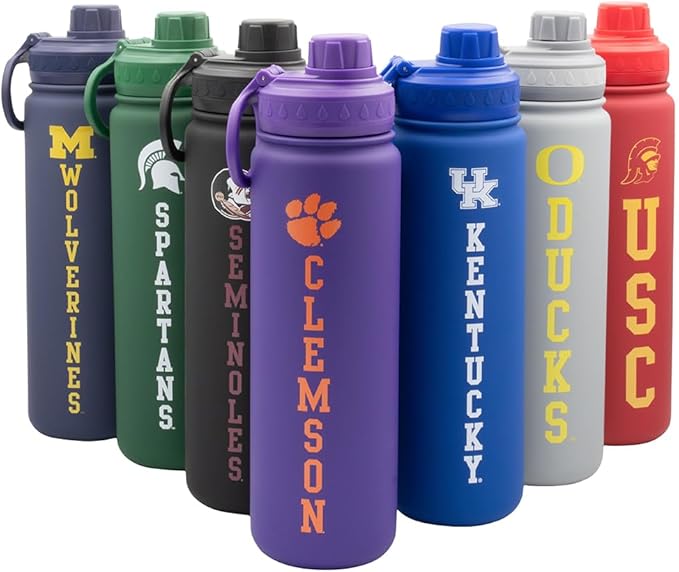 Clemson University Water Bottle - Purple Double Walled Stainless Steel 24 oz Keeps Drinks Cold or Hot