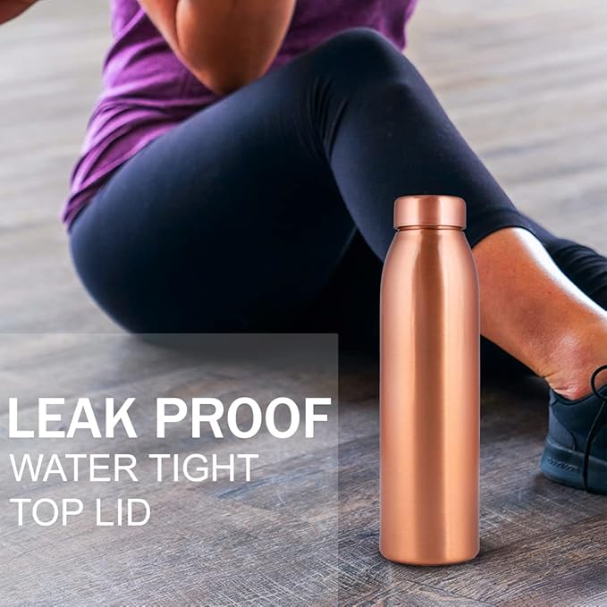 Copper Water Bottle 1L - Gift Box of 3, Plain, an Ayurvedic vessel made from pure copper - helps you drink more water, with many health benefits