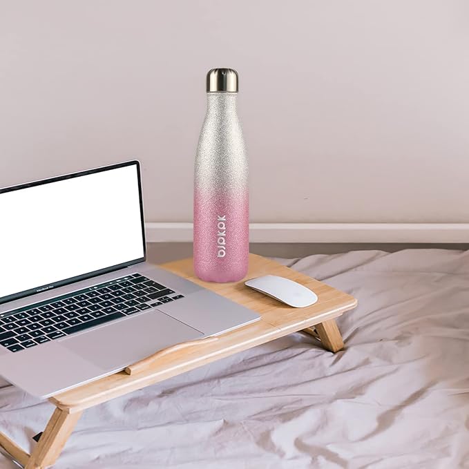 BJPKPK Insulated Water Bottles -17oz/500ml -Stainless Steel Water Bottles,Sports Water Bottles Keep Cold for 24 Hours and Hot for 12 Hours,BPA Free Water Bottle,Glitter Purple