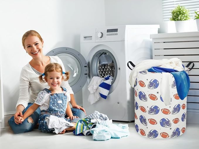 Kids Laundry Hamper,Canvas Football Laundry Basket Collapsible Boys Storage Baskets for Home,Office,Toy Organizer,Home Decor(Football)