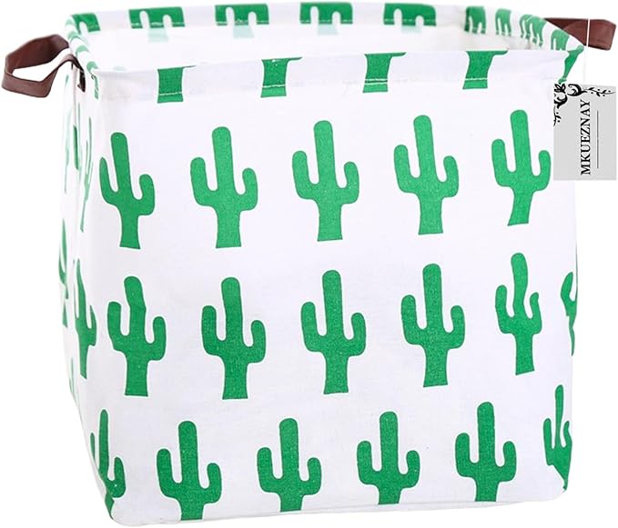 Square Storage Basket, Fabric Bins Laundry for Home Kitchen, Storage Organizer with Handles Waterproof for Nursery Dorm Shelf