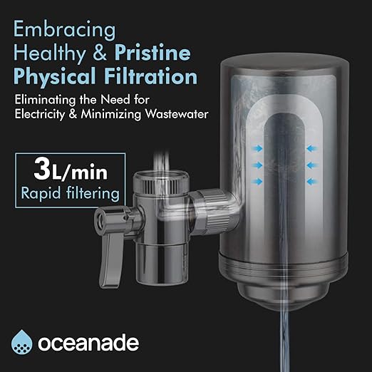 Stainless Steel Faucet Water Filter - Sink Tap Filter - 360° Rotating Faucet Filter Water Purifier - Sink Water Filter Faucet Filter for Kitchen or Bathroom - Filtration Removes Chlorine & Limescale