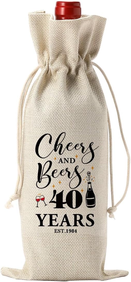40th Birthday Decorations for Women Her Him, 40th Birthday Gifts for Women Wine Bag, 40 Years Old Birthday Wine Gifts Bag, Forty Birthday Gifts for Women Her Sister Friends Wine Gift Bag
