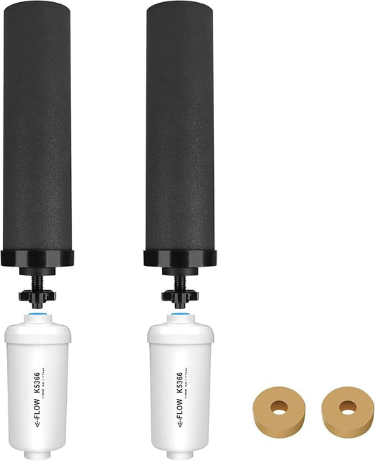 Water Filter Replacement for Berkey®, 2 Black Carbon Filters and 2 Fluoride Filters Compatible for Berkey® Water Filter 4 Combo Packs Compatible with Berkey® Gravity Water Filter System
