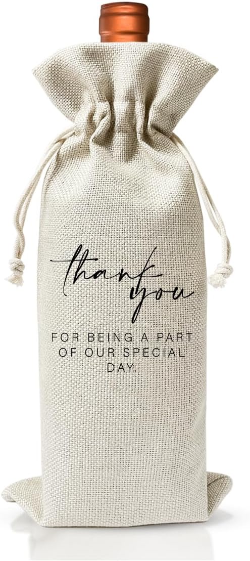 Wedding Day Gift Wine Bag for Helper, Bridal Proposal Gift, Engagement Gift For Women Man Friend, Wedding Or Engagement Party Decorations Favors, Thank You Wedding Gift, Cotton Linen Wine Bag