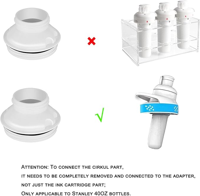 Bottle Adapter for Stanley Cup 40oz to Cirkul, Lid Cap Converter Accessories, Cirkul Stanley Adapter BPA Free Plastic, Food Grade Silicone Fits for 40 oz Stanley Water Bottles(Black)