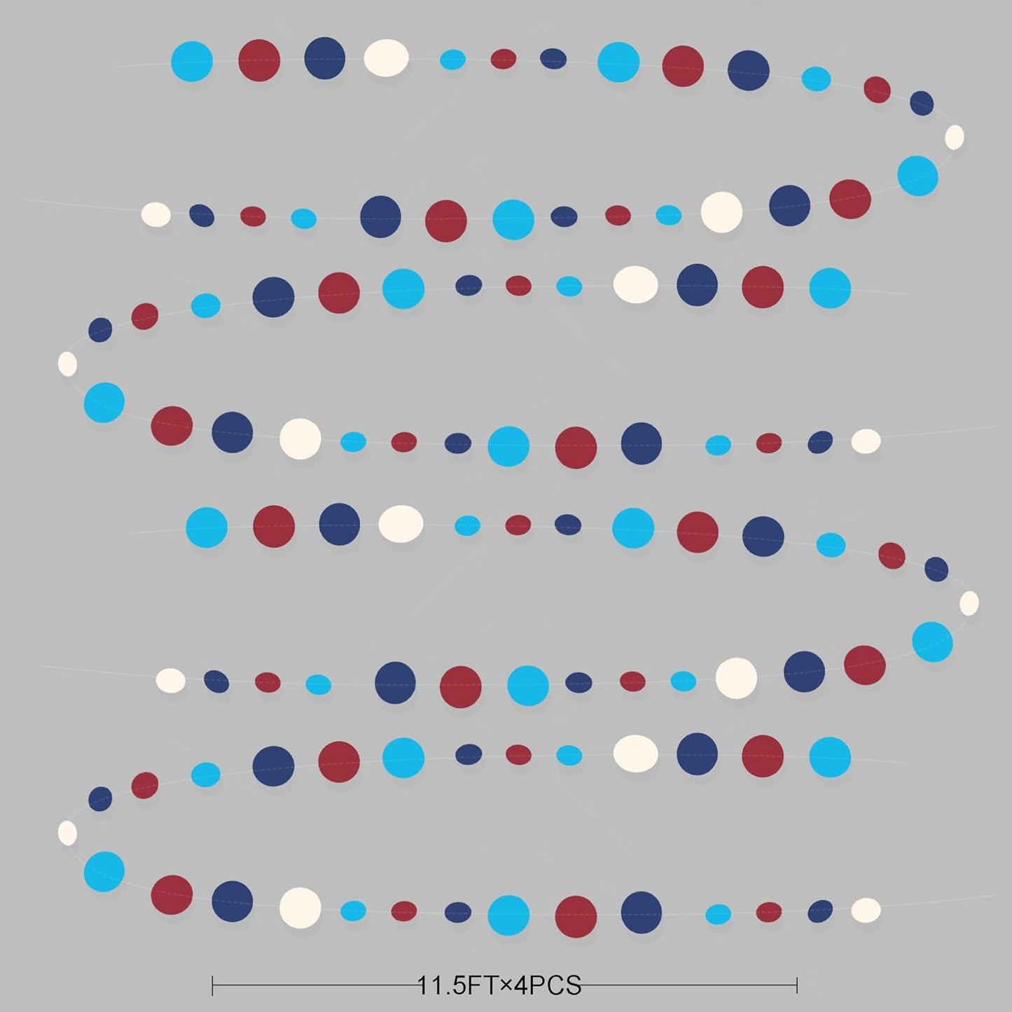 Nautical Party Decorations Circle Dot Garland Navy Blue Red White Hanging Paper Polka Dot Streamer for Nautical Pirate Ahoy Achor Baby Shower Birthday Wedding Bridal Shower Bachelorette Party Supplies