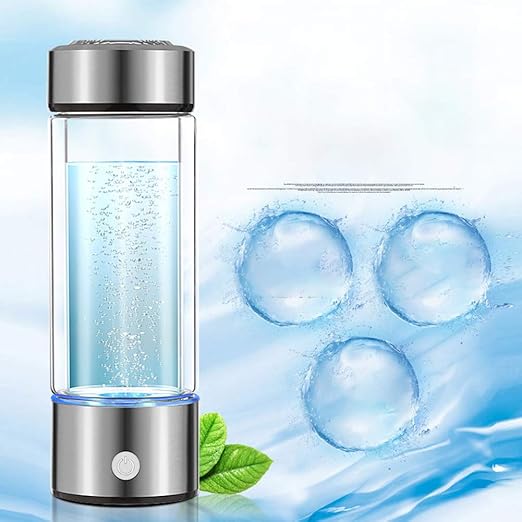 Hydrogen Water Bottle, Portable Hydrogen-Rich Water Maker Hydrogen Water Machine USB Rechargeable Hydrogen Water Glass 450ml(Silver)