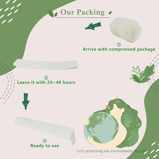 Bed Wedge Pillow for Headboard, Bed Gap Filler King of Headboard Pillow, Mattress Gap Filler Made with Triangle Pillow to Close The Gap (0-8") Between Headboard/Wall and Mattress (76"x8"x 6")