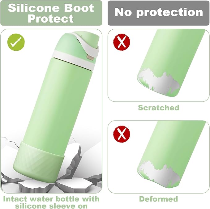 2PCS Silicone Water Bottle Boot for Owala 24oz 32oz 40oz, Anti-Slip Protective Sleeve Bottom Bumper Protector for FreeSip, Twist, and Flip Stainless Steel Water Bottles