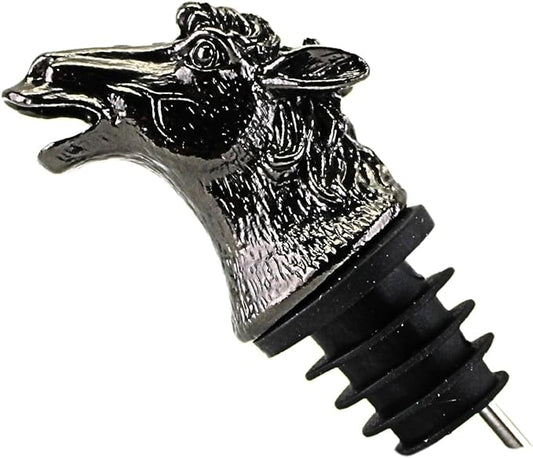 Cooking Oil, Wine & Liquor Pourer | Black Color Stainless Steel | Bottle Stopper Aerator for Whiskey and Gin | Decanter and Bar Tools Accessories and Gift Set Ideas for Her and Him (HORSE)