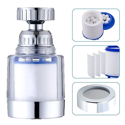 Silver Kitchen Sink Faucet Filter | Rotating Sink Faucet Water Purifier | Bathroom Sink Water Filter Faucet, 360-degree Rotation Multipurpose Water Filtering Device for Water Filtration and Softeners