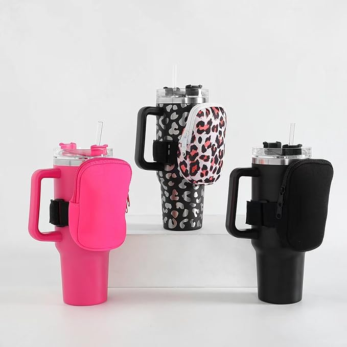 Set of 2 Water Bottle Pouch for Stanley Accessories 40 oz & 20oz 30oz,Compatible with Kinds of Tumbler,Gym Tumbler Cup for Women Storage Sleeve Pocket for Walking, Running, Sports