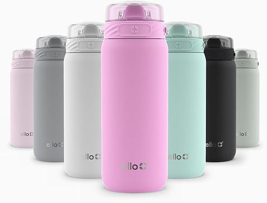 Ello Cooper 18oz Kids Stainless Steel Water Bottle with Straw and Carry Handle, Double Walled and Vacuum Insulated Metal, Leak Proof Locking Lid with Soft Silicone Spout, Reusable, BPA Free, Bubblegum