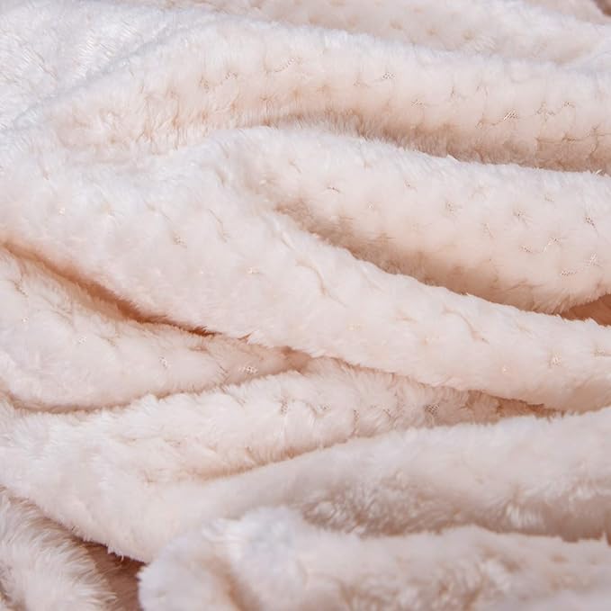 Fuzzy Throw Blanket, Plush Fleece Blankets for Adults, Toddler, Boys and Girls, Warm Soft Blankets and Throws for Bed, Couch, Sofa, Travel and Outdoor, Camping (Twin(60"x80"), XL1-Cream)