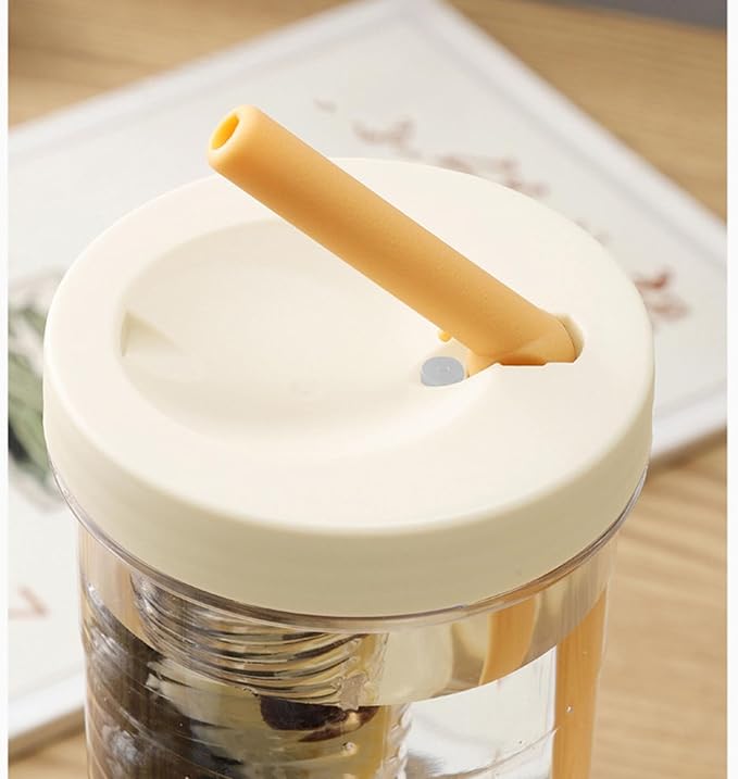 Keenso 700ml Drop Resistant Straw Water Bottle, PC Plastic Infuser Water Bottle with Leak Proof Seal, Large Capacity Straw Water Bottle Infuser Easy Hydration, for Outdoor Daily Sports