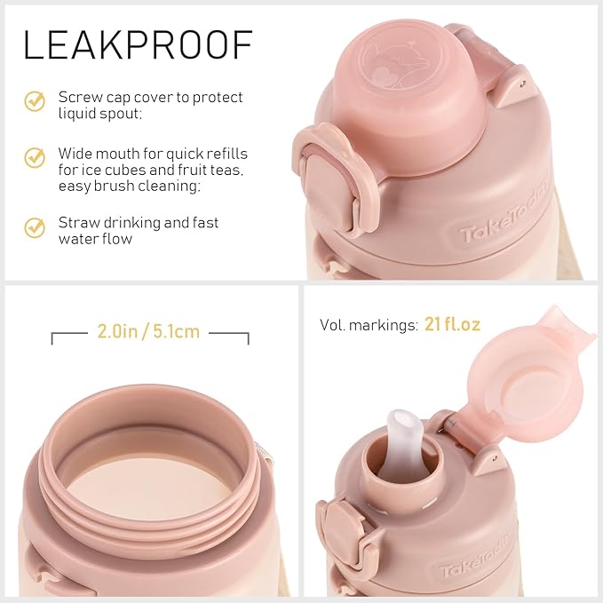 Collapsible Water Bottles 20oz, Leak Proof, BPA-Free, Foldable Silicone Travel Water Bottle with Straw Strap for Cycling, Hiking, Outdoors