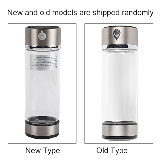 Hydrogen Water Bottle, Portable Hydrogen Rich Water Cup, USB Charging Rich Hydrogen Water Purifier Filter Glass Bottle Portable Lonizer Cup, Hydrogen Rich Water Glass Health Cup (Silvery)
