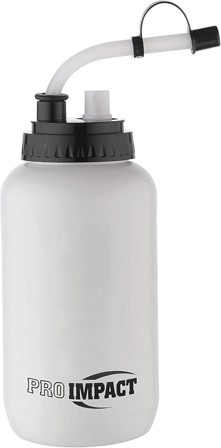 Pro Impact Squeezable Water Bottle with Bendable Long Straw and Spray cap - LDPE BPA Free Plastic - Hydration for Baseball Hockey Gym MMA Yoga Boxing Cycling Softball Football Lacrosse (35.5 Oz.)