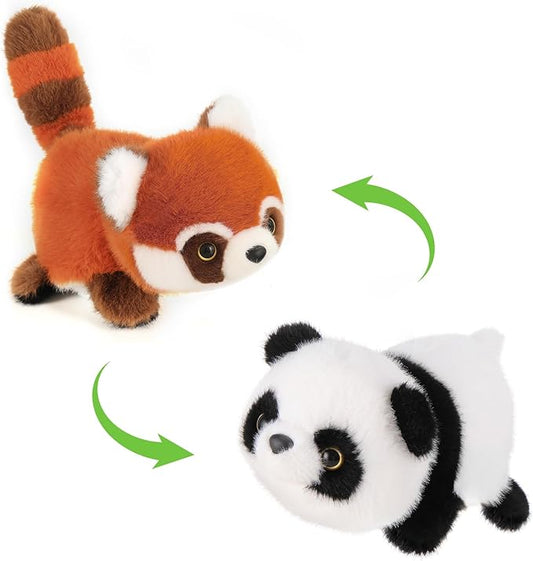 Red Panda and Panda Stuffed Animal,2 in 1 Panda Plush 8.7in Cute Sensory Fidget Stuffed Animals Soft Red Panda Pillow Toy for Kids Adults Girls Boys